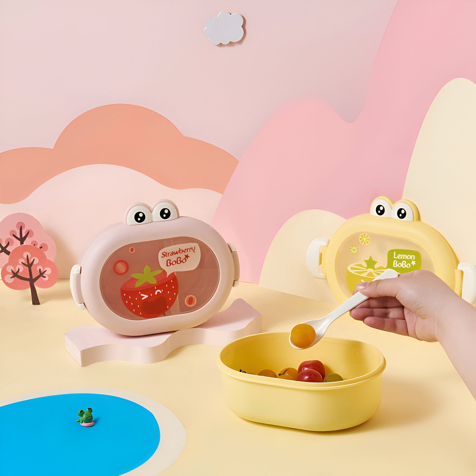14-scaled-2.jpeg Cute Frog Shaped Kids Lunch Box With Dividers - Image 2