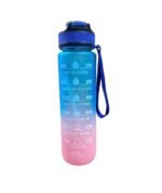 MERISH Plastic MultiColor Motivational Water Bottle 1000 ML SIPPER Mix Colors (Blue)