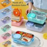 3 Compartment Stainless Steel Lunch Box with Soup Bowl, Spoon, Fork, Chopsticks Tiffin Box for Kids, School & Office (Lunch Box 750 ML, Soup Bowl 150 ML) - Image 6