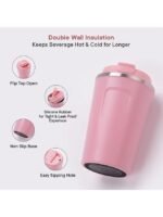 Insulated Cup, Pure Color Compact Portable Insulated Coffee Mug for Office (510ml)