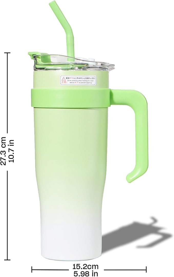 51TP3jGS9ML._AC_SX679_-1.jpg Stainless Steel Insulated Tumbler Travel Mug Coffee Cup with Straw Lid & Handle, Large Water Jug Green - Image 4