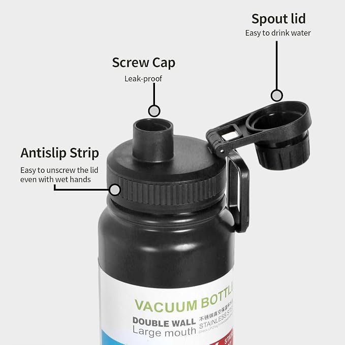 6100XGz5wL._SX679_-1.jpg Double walled thermos bottle stainless steel matte black colour 1000ML - Image 5