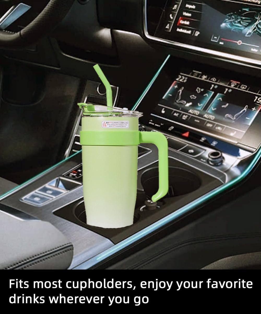 610wYqLWA4L._AC_SL1200_-1.jpg Stainless Steel Insulated Tumbler Travel Mug Coffee Cup with Straw Lid & Handle, Large Water Jug Green - Image 5