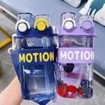 Latest Cute Design Dual Drinking Lid Plastic Water Bottle With Straw and Strap(550ml) - Image 2