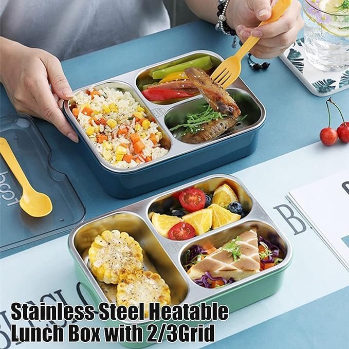 71l2zp5aa4L._SX679_.jpg Leakproof Bento Box, Detachable Stainless Steel Tray for Warm Water Insulation 3 Containers Lunch Box  (750 ml) - Image 7