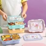 Bear Family Leak Proof Lunch box Stainless Steel Box with 1 Spoon & Chopstick 3 Containers Lunch Box (750 ml, Thermoware) - Image 11