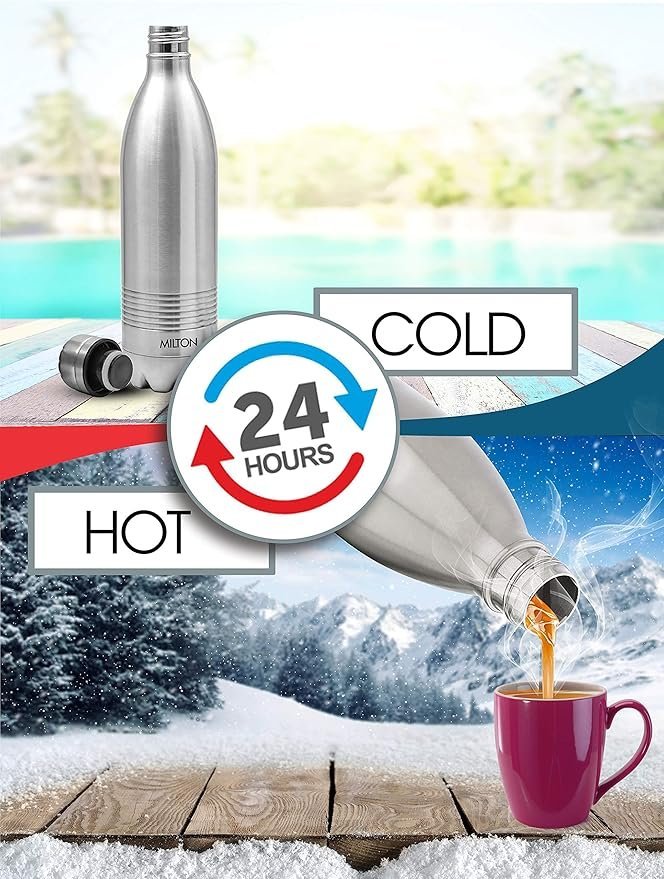 81ggggEtgNL._AC_SY879_-1.jpg MILTON 1 Liter Insulated Water bottles, 188 Stainless Steel Double-Walled Vacuum Flask, Hot & Cold for 24 Hours - Perfect for Gym, Travel, Tea & Coffee - Image 4