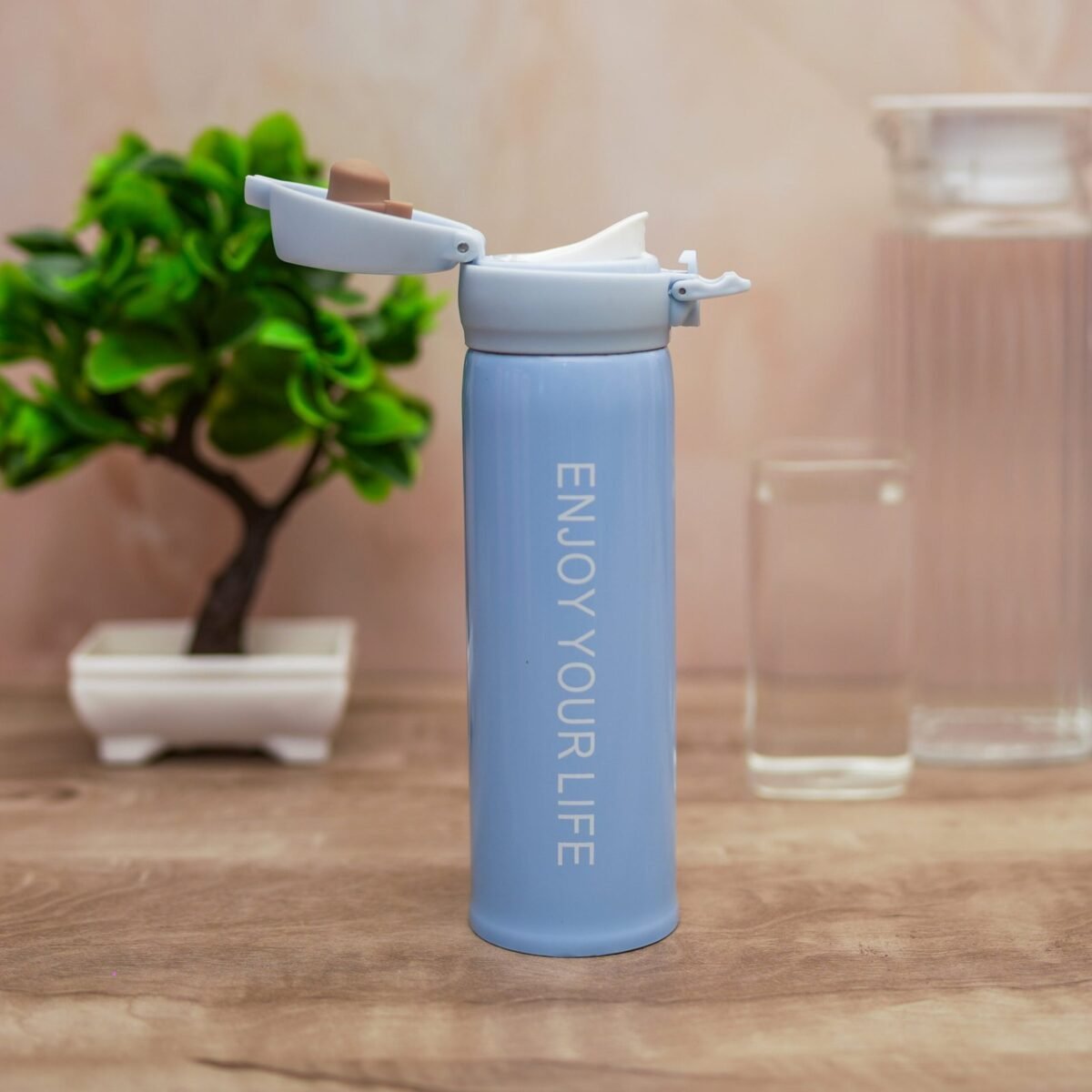 Vacuum Flask Stainless Steel Water Bottle (Enjoy Your Life) Slogan For Kids 500 ml Bottle - Image 4