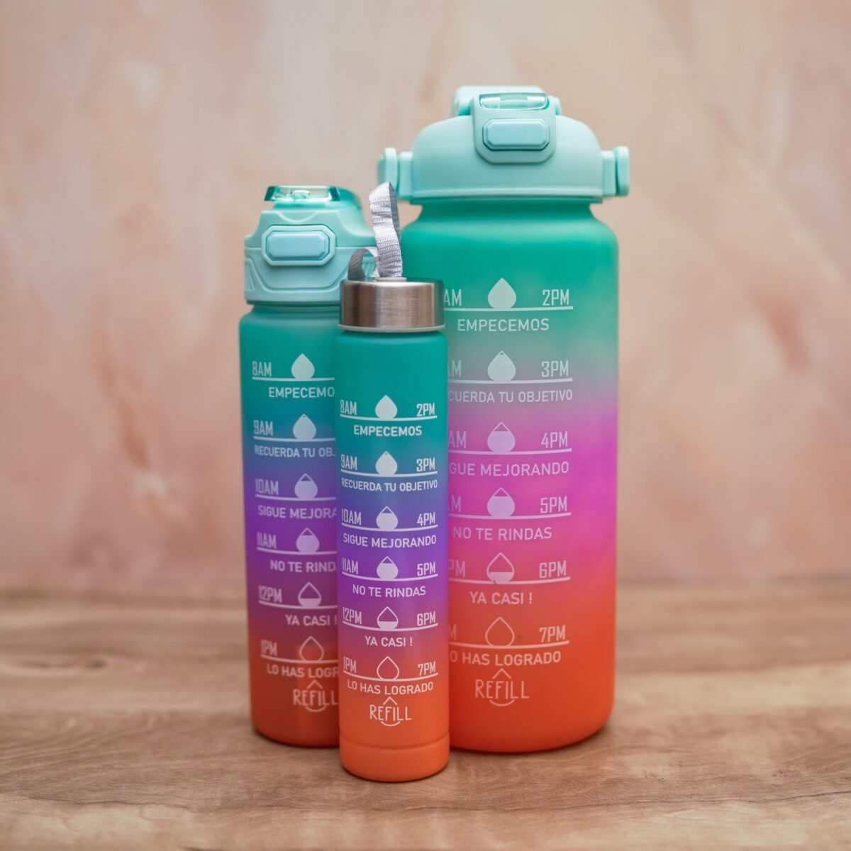 Set Of 3 Leakproof Durable Unbreakable Tritan Water Bottle With Motivational Time Marker,Sipper Bottle For Adults,Water Bottle For Gym,Office 2 Liter - Image 3