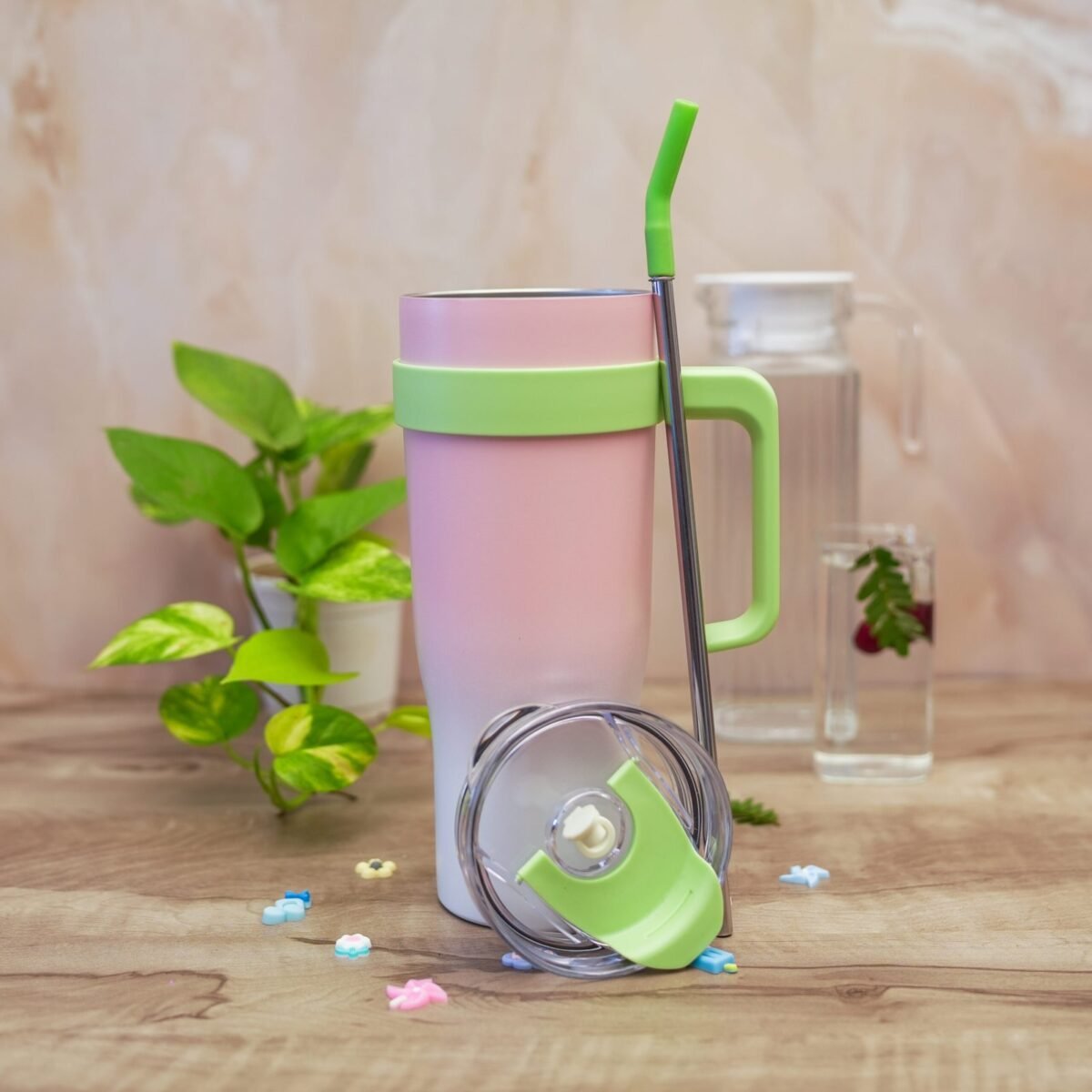 BABY PINK TUMBLER WITH STICKER - Image 2