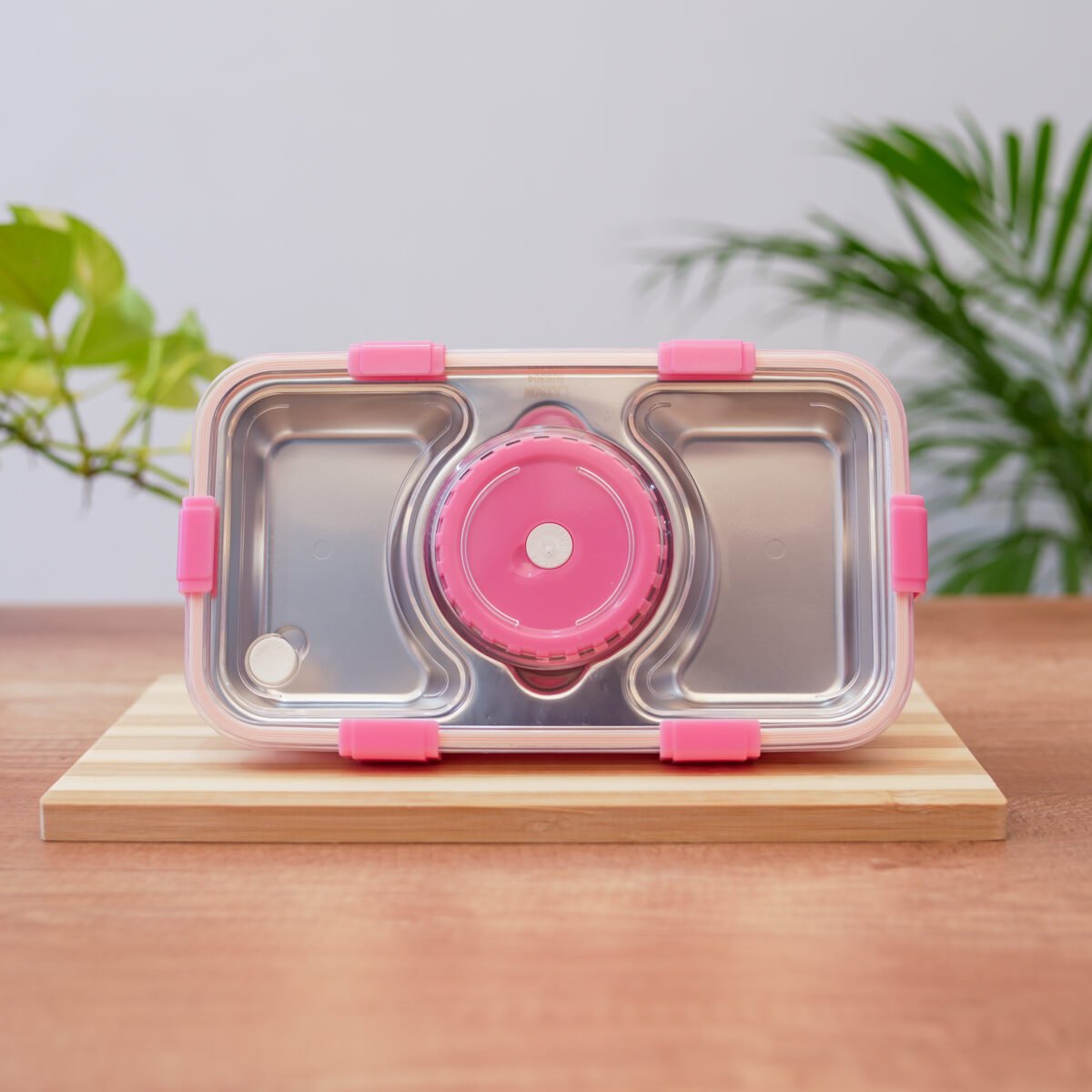 3 compartment leak proof insulated stainless steel lunch box - Image 1