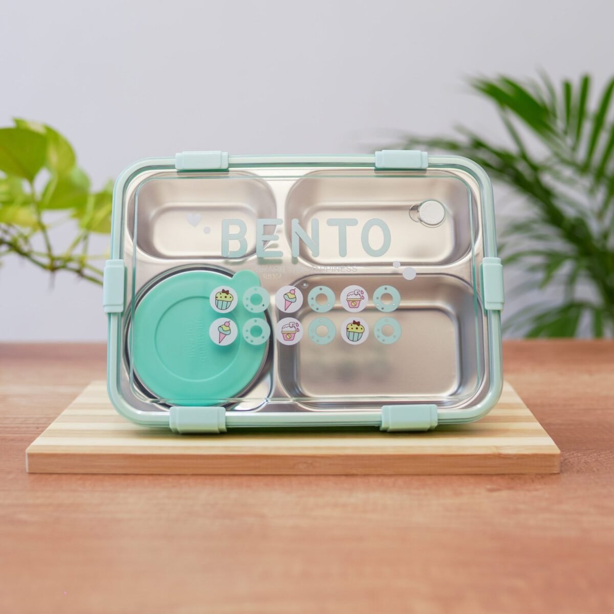 4 Compartment Lunch Box Stainless Steel Tiffin Box for Boys, Girls, School & Office Men - Image 1