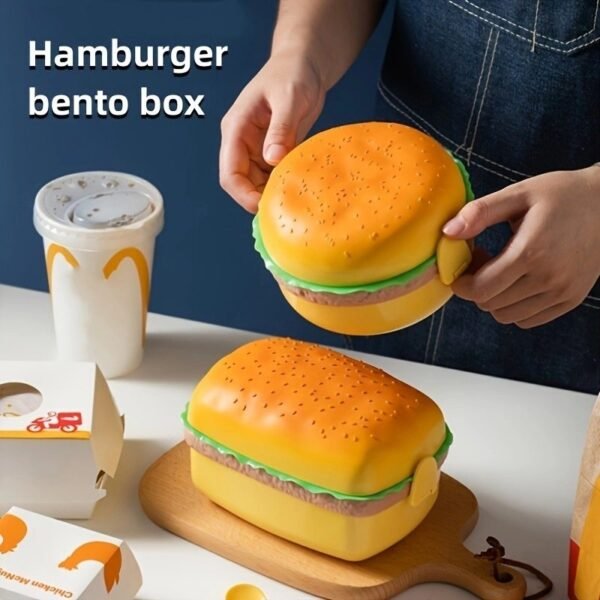 Three Layer Burger Shape 500ML Lunch Box Perfect for Salads, Sandwiches, and Snacks