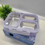3 compartment Leak proof Steel Lunch Box -620ml - Image 11