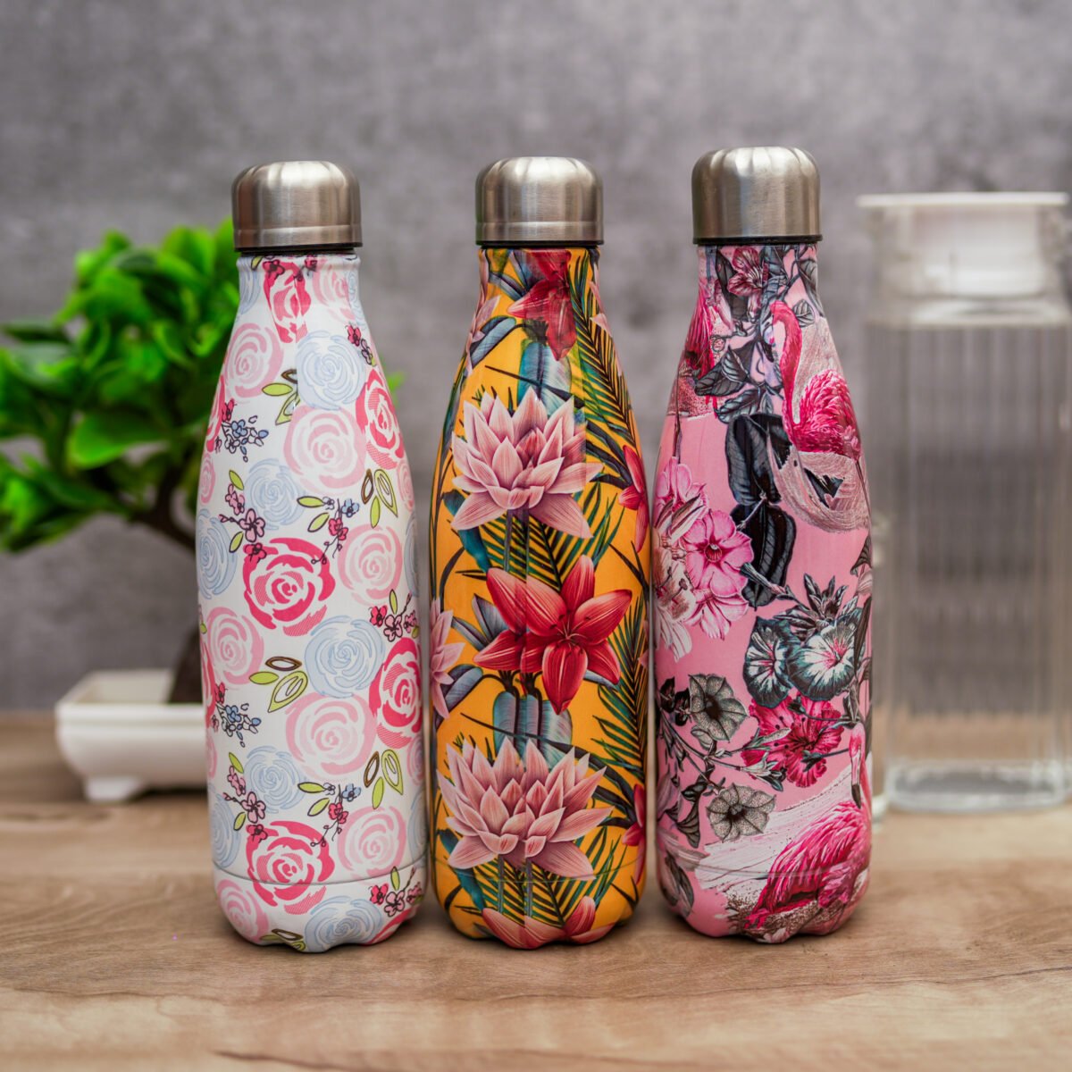 Floral Stainless Steel Water Bottle & Double Wall Stainless Steel Vacuum Insulated Water Bottle for Hot and Cold Beverages - Image 1