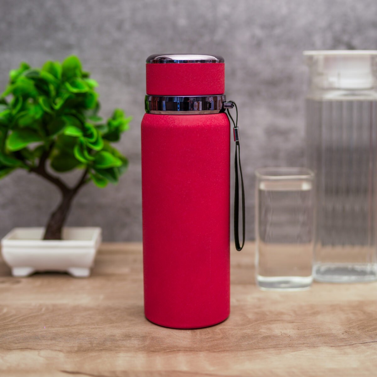 Stainless Steel Water Bottle with Carry Rope | Leak Proof Insulated Thermosteel Water Bottle, Matte Finish Drinking Bottle for Office, Gym & Travel - Image 1