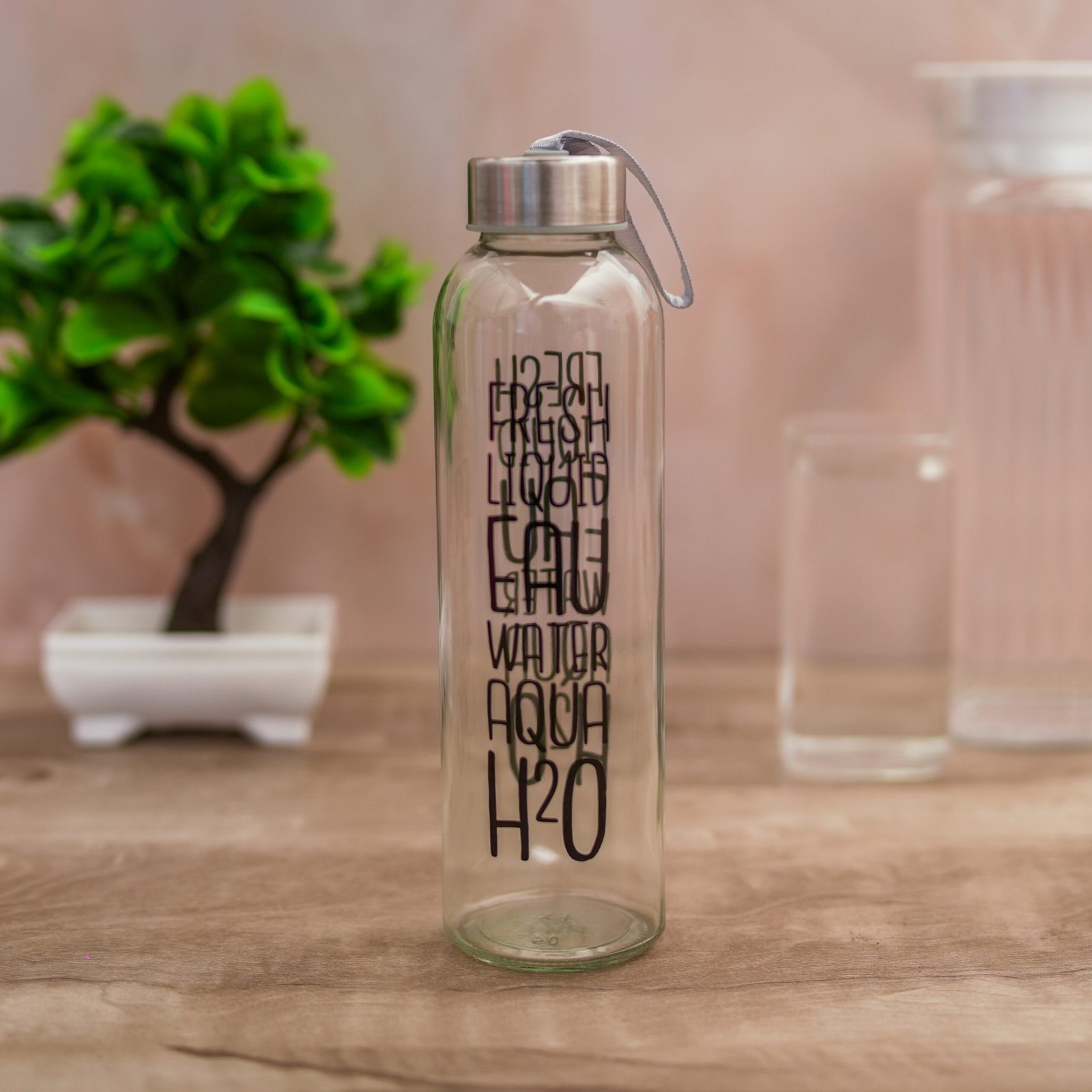 DSC08253 Transparent Glass stylish Water Bottle/Kids for Girls and Boys bottle/leak-proof bottles/Fridge water bottle for water juice and other beverages - Image 1