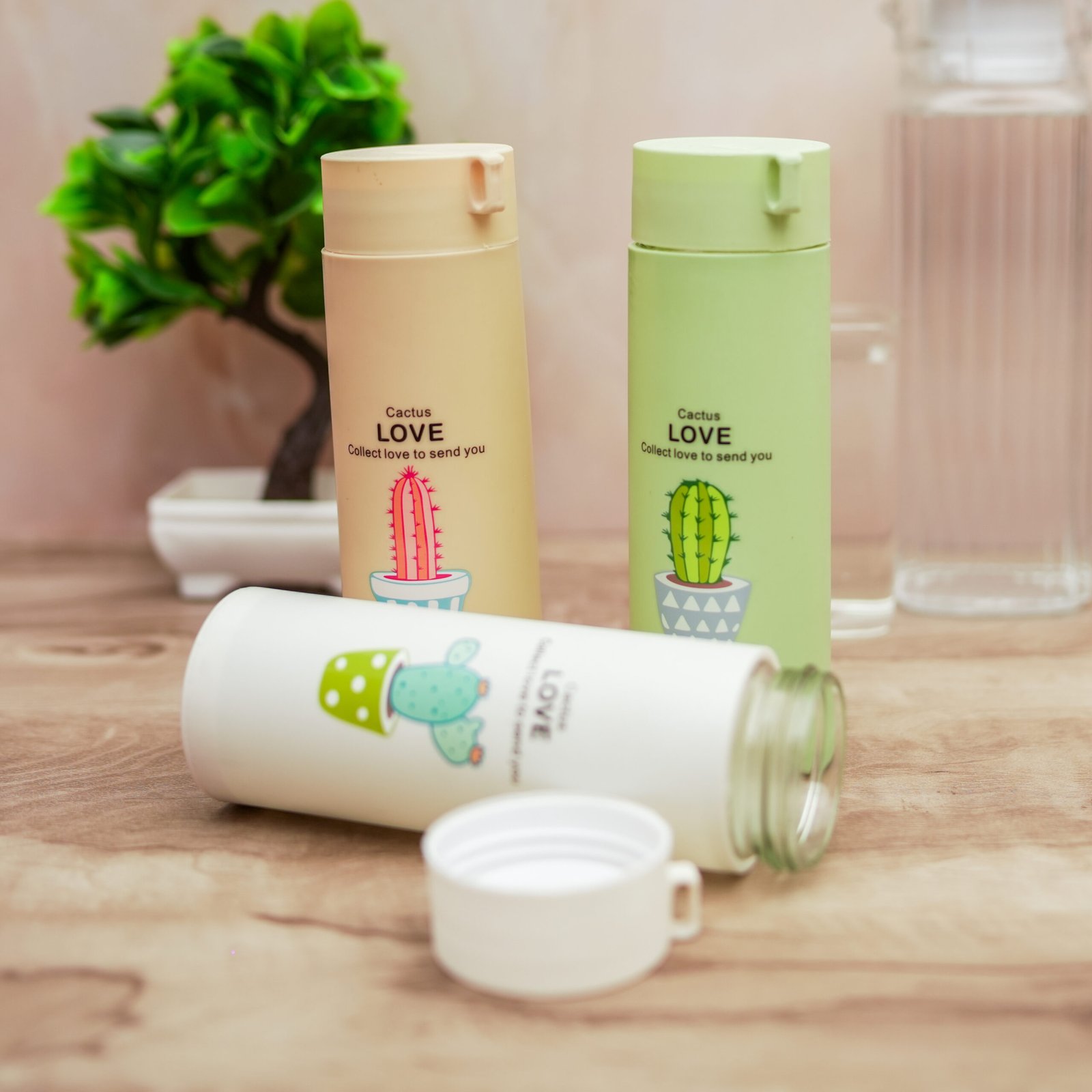 DSC08291 Plant Glass Water Bottle with Protective Cover | Glass Water Bottle for Fridge, Home, Office, Gym, Travel | BPA Free Water Bottle Glass | Cool Bottle - Image 5