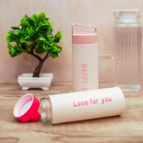 PP Covered Glass Bottle with Thermal Heat Proof Sleeve Leak Proof Bottle Mug for Kids Travel Cup Birthday Return Gift for Kids