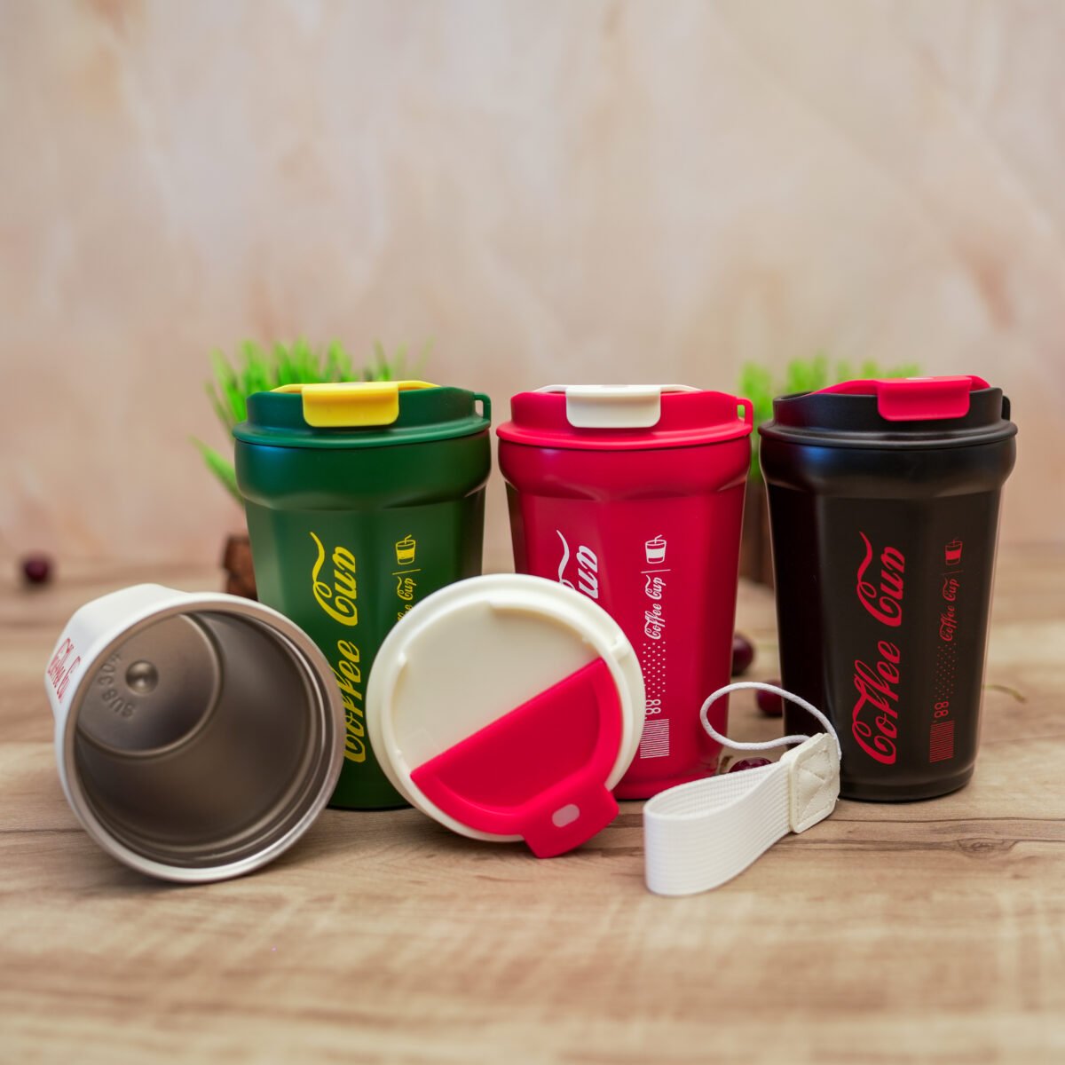 Travel Coffee Mug, Insulated Cup with Lid/Portable Strap/Double-Layer Vacuum/Leak-Proof/Keep 6 Hours hot/100% Dishwasher-Safe - Image 1