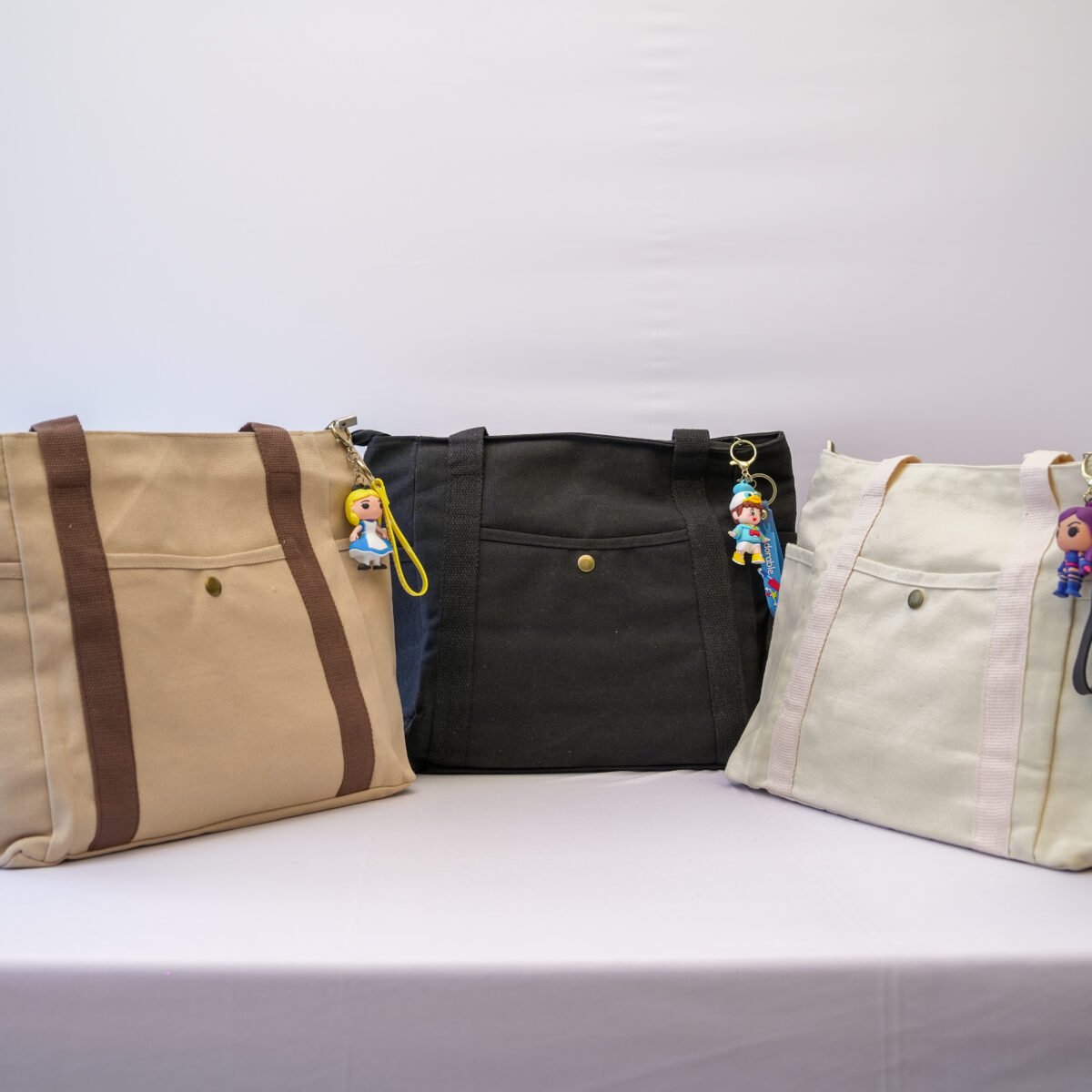 Multi Pockets Canvas Tote Bag Carry Everything Tote Bag with Zipper, Multi Compartments Durable Handbag Mommy Bag - Image 1